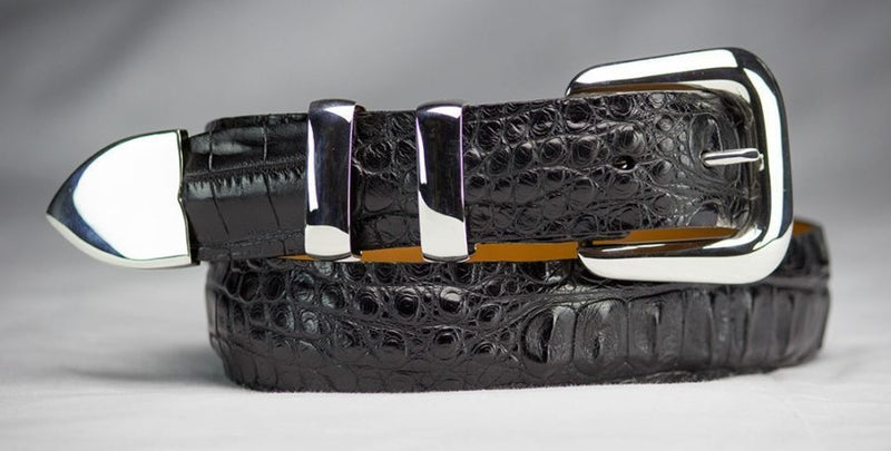 Vogt "New Yorker" 4 Piece Silver Buckle Set With Hornback Alligator Belt