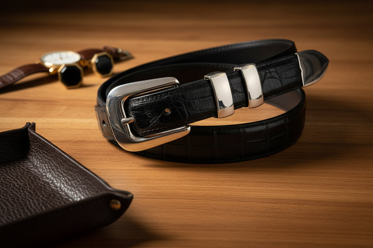 Vogt "New Yorker" 4 Piece Silver Buckle Set